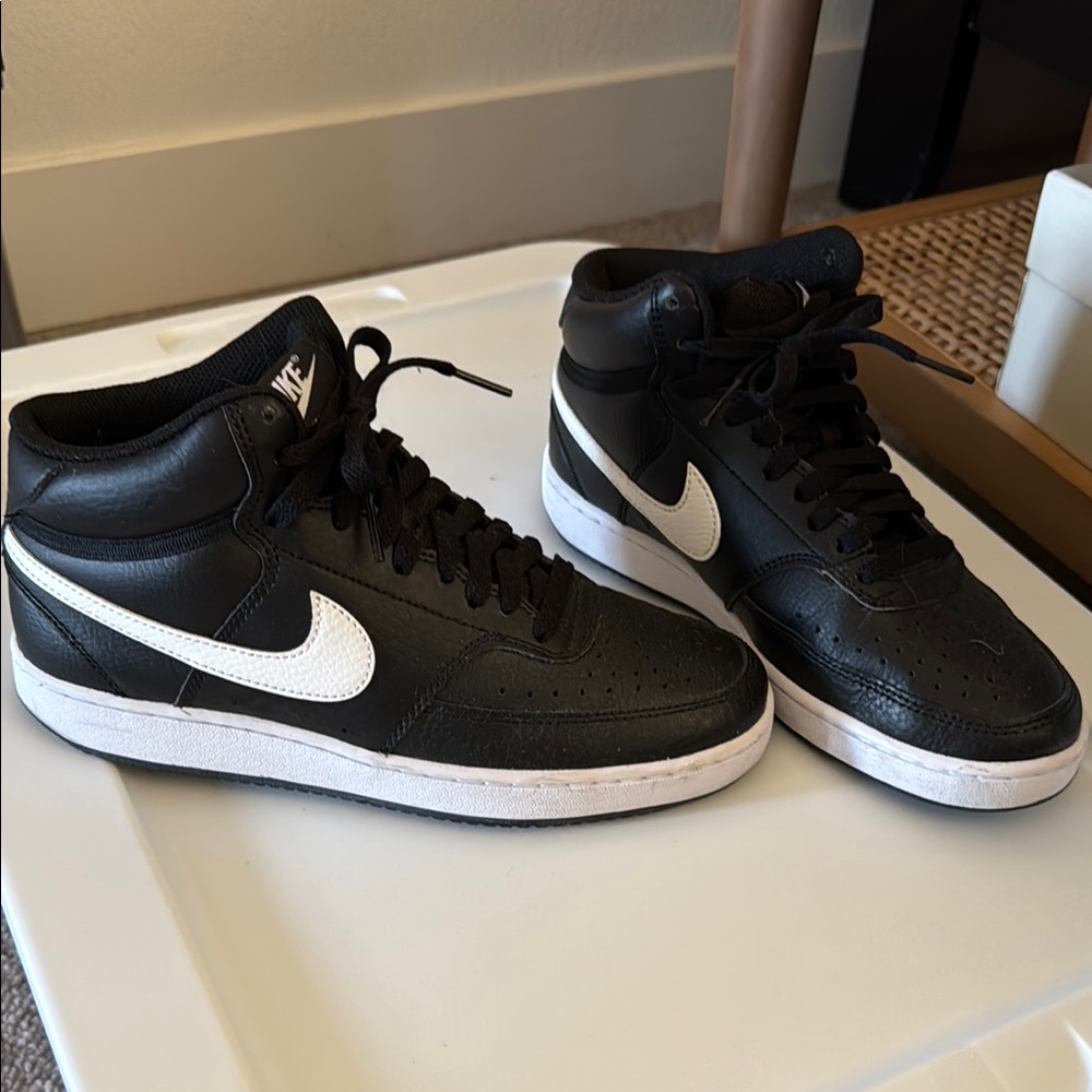 Nike Women’s  Black Mid-Top Court Vision Sneakers